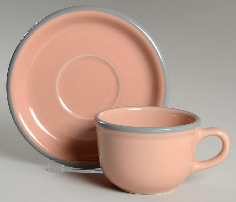 Peach Parfait Flat Cup & Saucer Set by Studio Nova-1