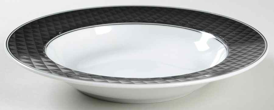 Pyramid Black Large Rim Soup Bowl by Studio Nova-1