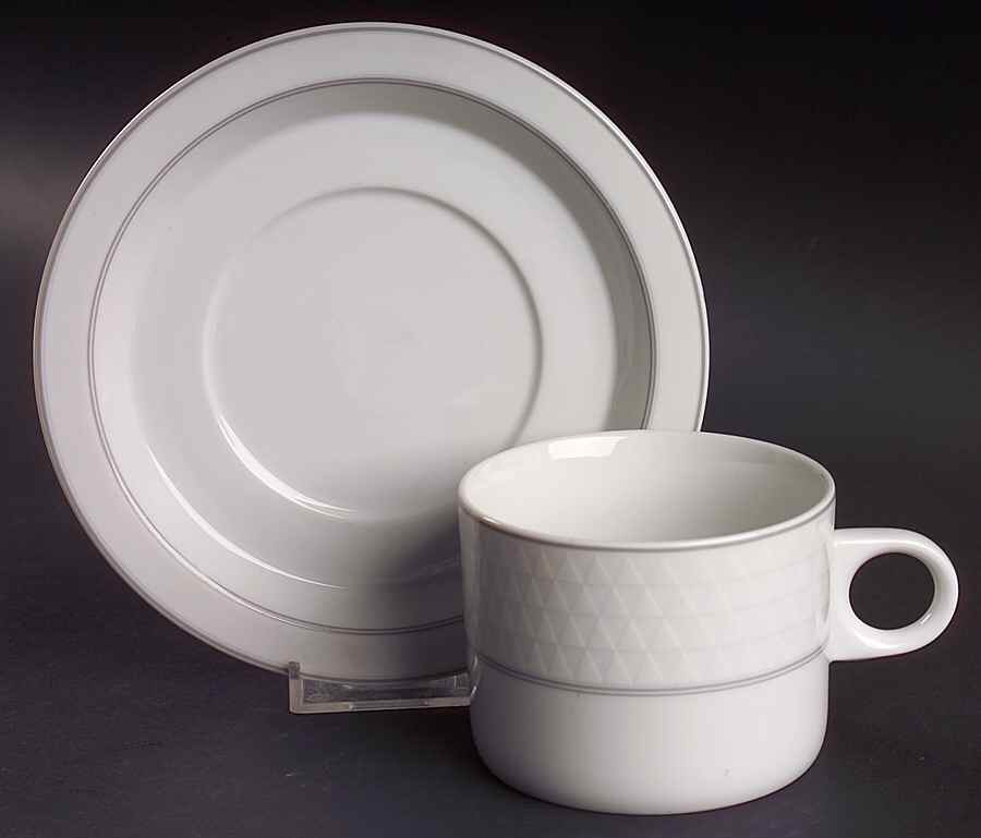 Pyramid White Flat Cup & Saucer Set by Studio Nova-1
