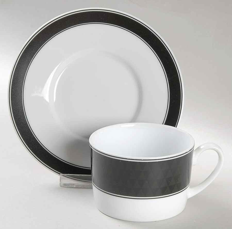 Spectrum Black Flat Cup & Saucer Set by Studio Nova-1