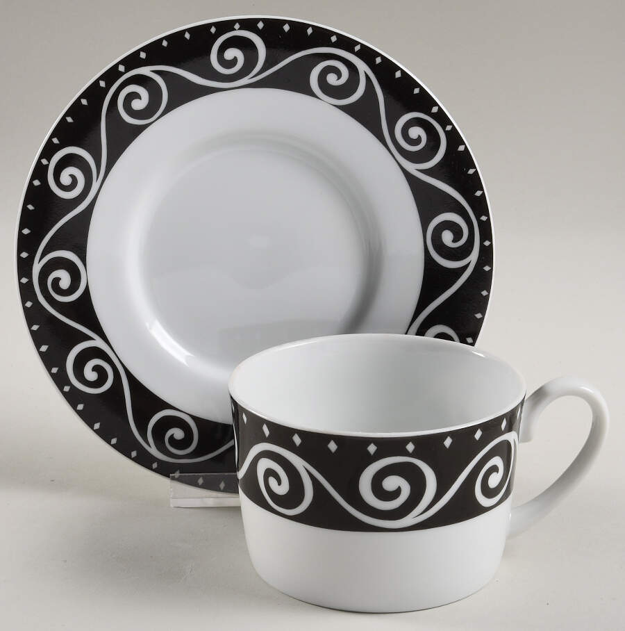 Tango Black Flat Cup & Saucer Set by Studio Nova-1