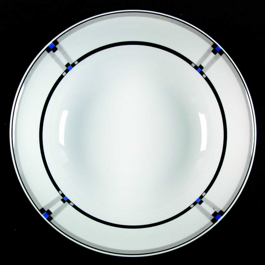 Tangent Black Blue 9" Round Vegetable Bowl by Studio Nova-1