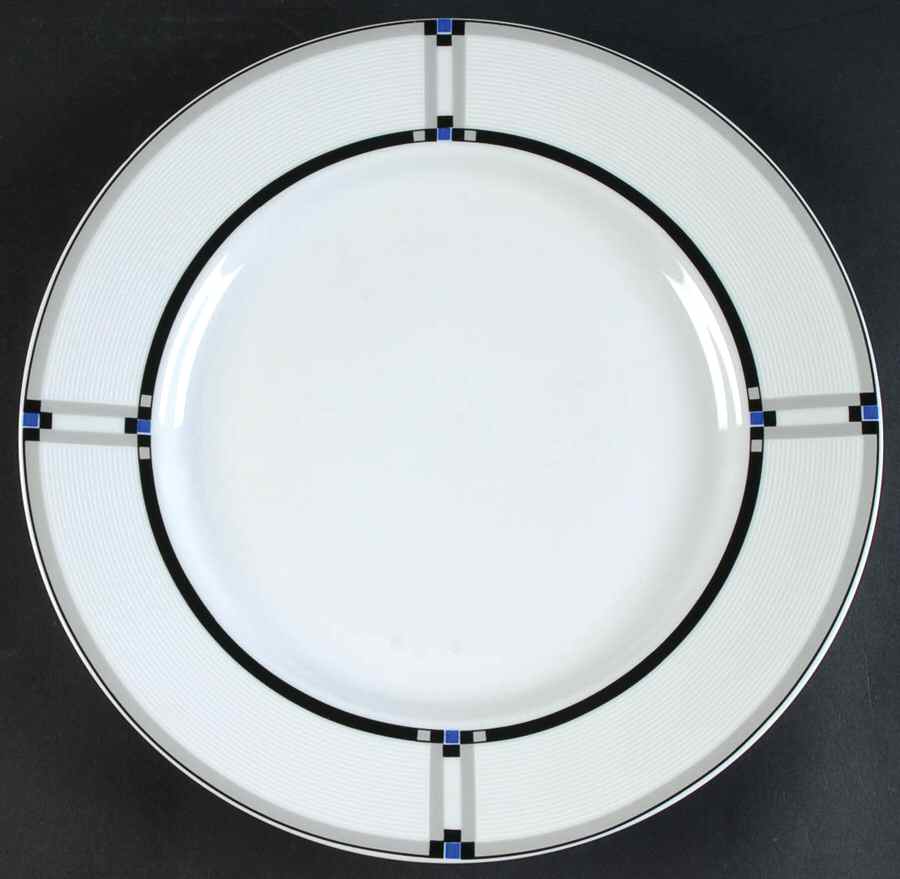Tangent Black Blue 12" Chop Plate (Round Platter) by Studio Nova-1