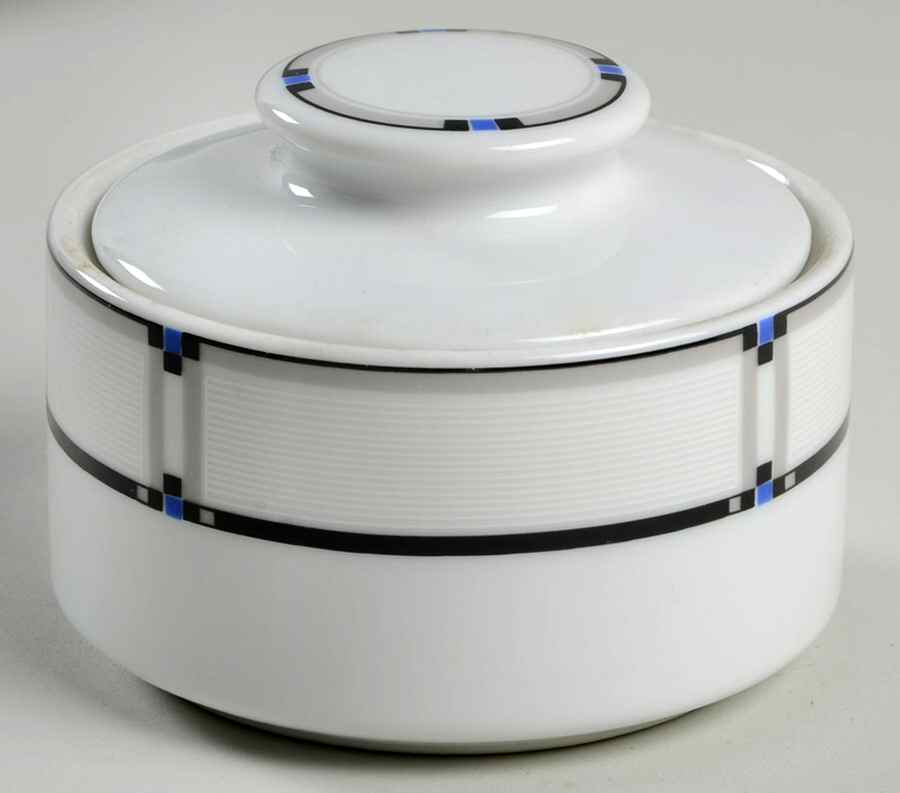 Tangent Black Blue Sugar Bowl & Lid by Studio Nova-1