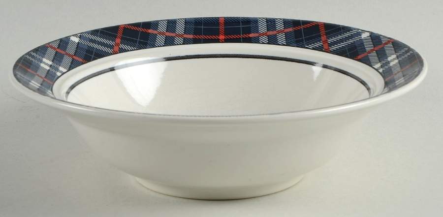Tartan Blue Rim Cereal Bowl by Studio Nova-1