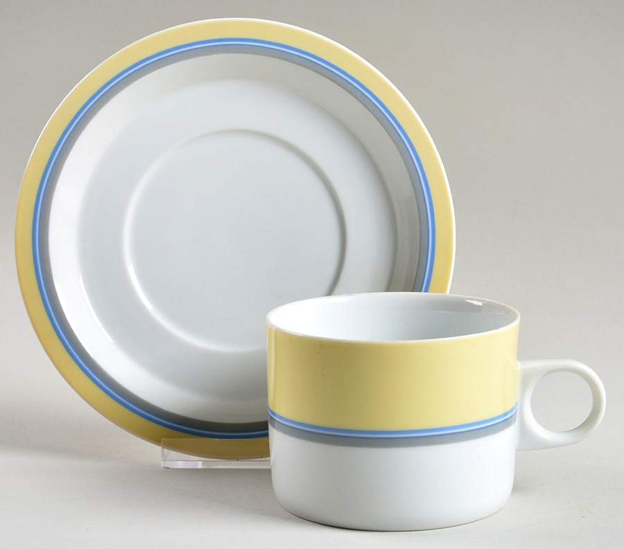 Terrace Twist Yellow Flat Cup & Saucer Set by Studio Nova-1