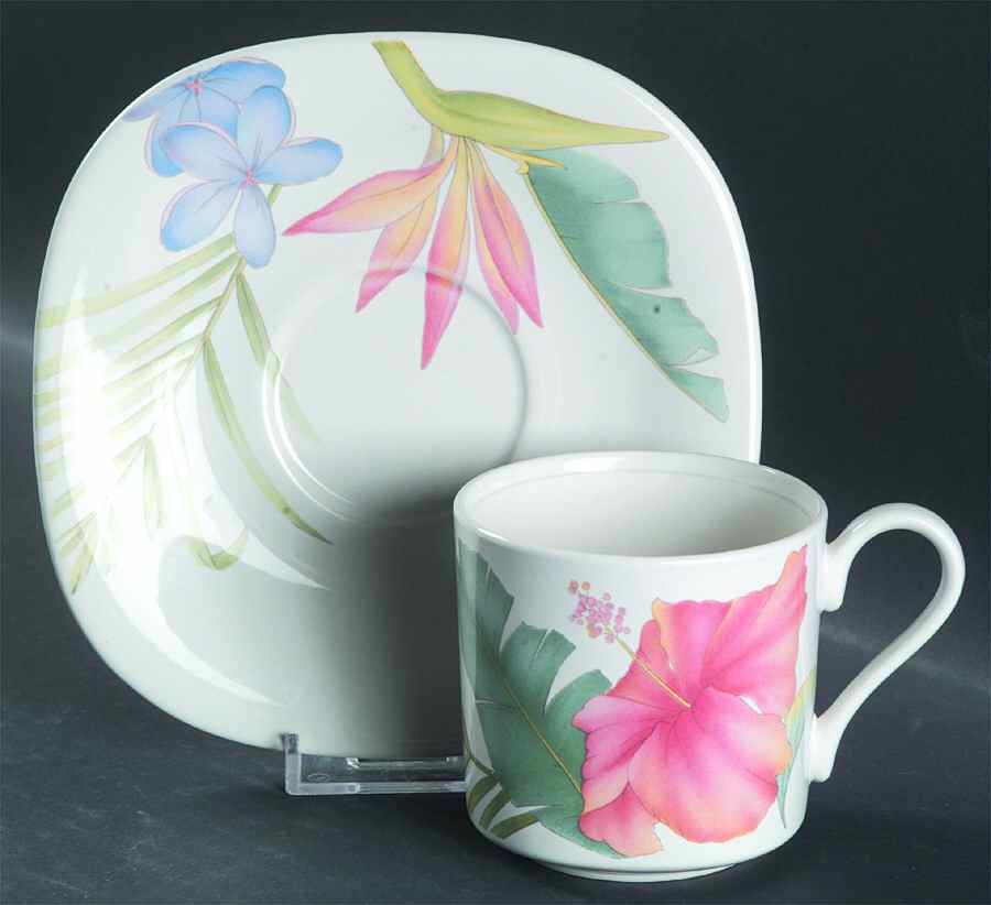 Tropical Splendor Flat Cup & Saucer Set by Studio Nova-1