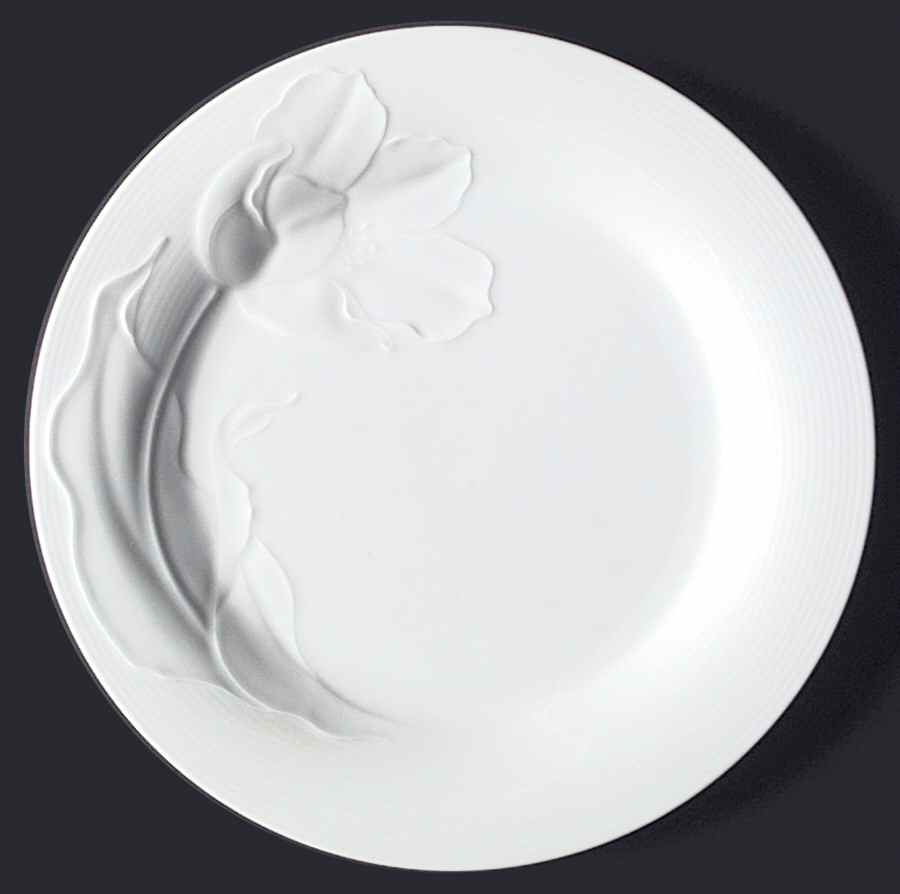 Tulip White 12" Chop Plate (Round Platter) by Studio Nova-1