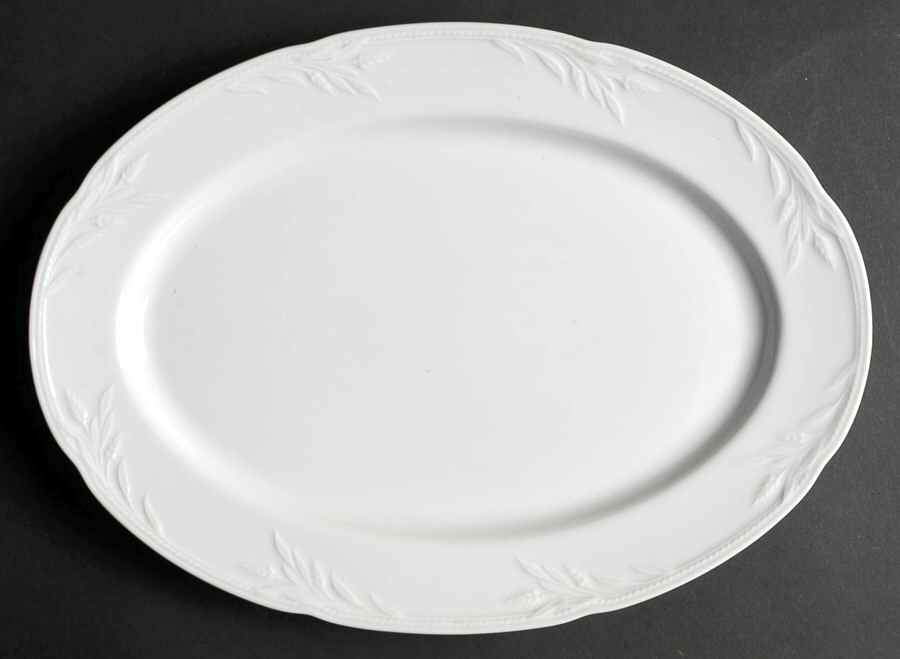 Whisper White 14" Oval Serving Platter by Studio Nova-1
