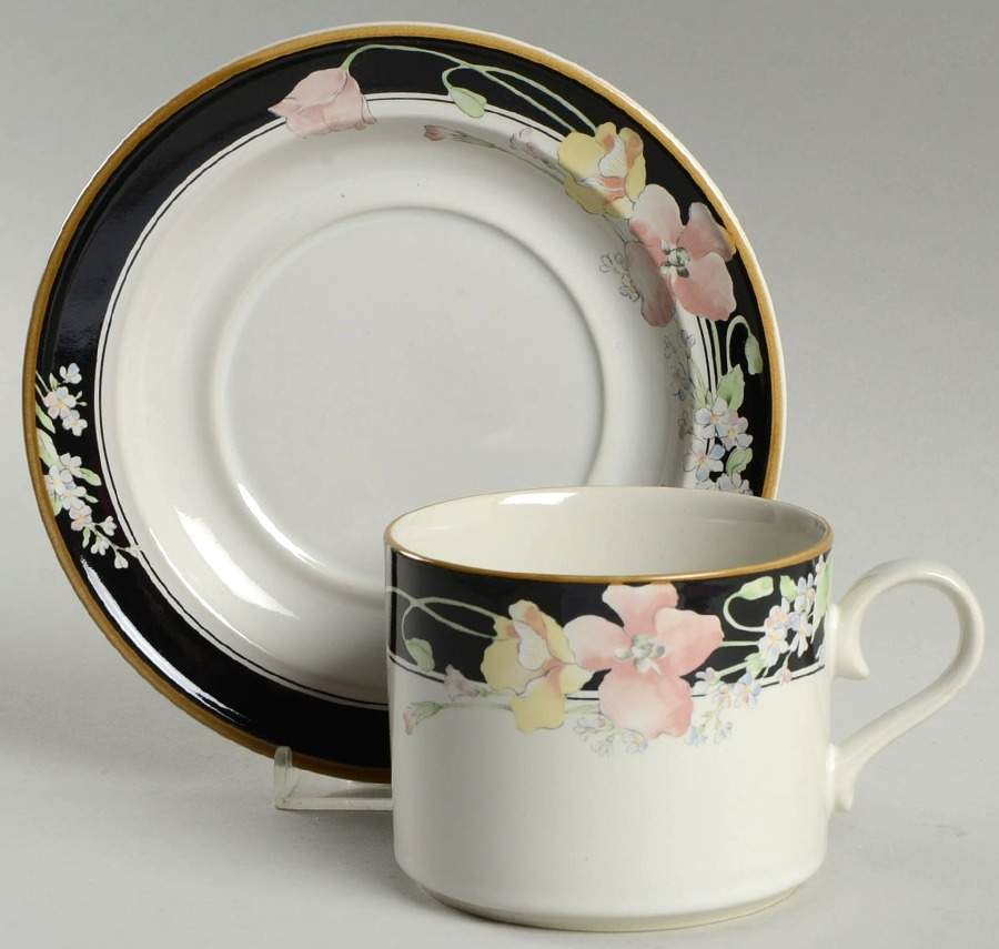 Windmere Black Flat Cup & Saucer Set by Studio Nova-1