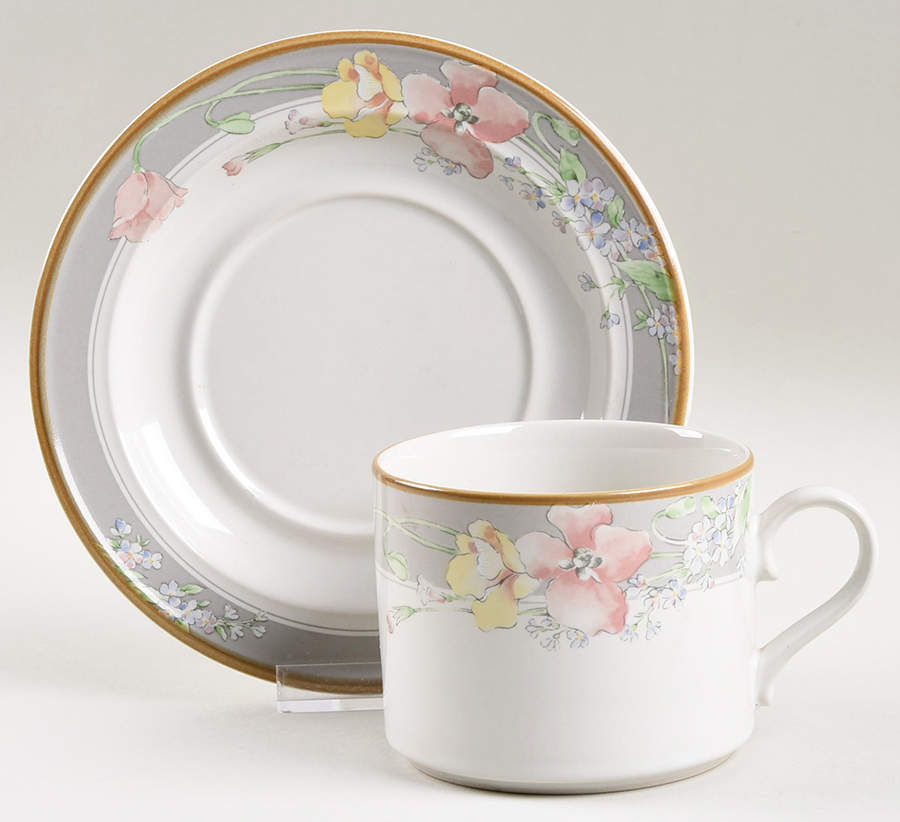 Windmere Gray Flat Cup & Saucer Set by Studio Nova-1