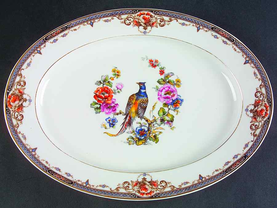 Pheasant 13" Oval Serving Platter by Sommer & Matschak-1