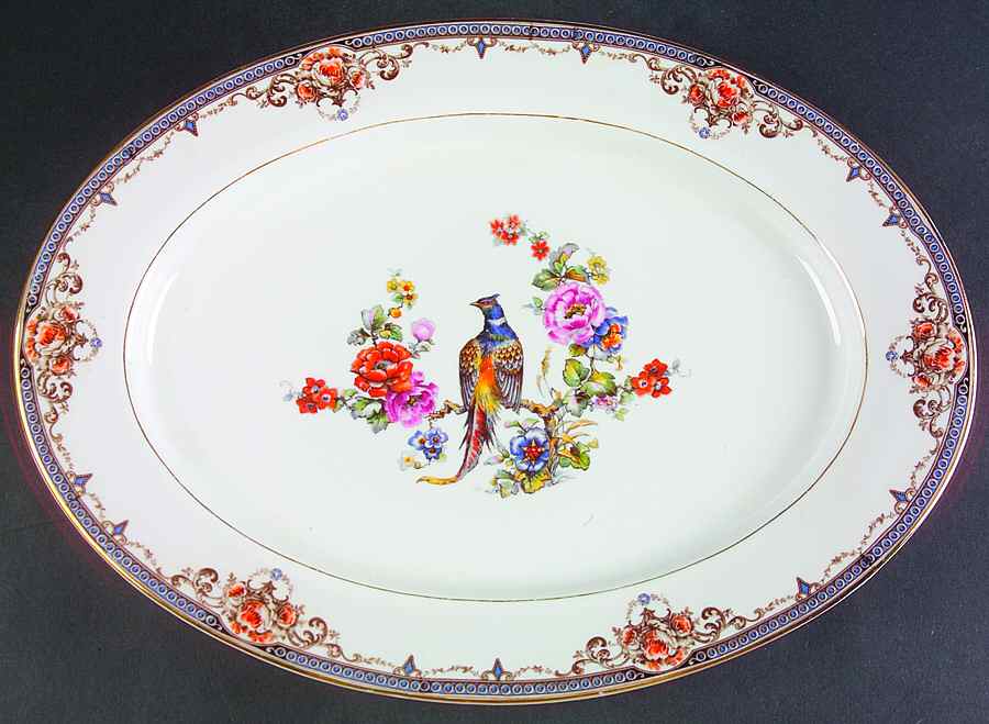 Pheasant 15" Oval Serving Platter by Sommer & Matschak-1
