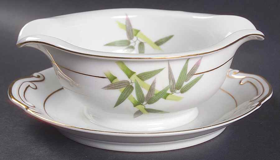 Bamboo Gravy Boat with Attached Underplate by Sone-1