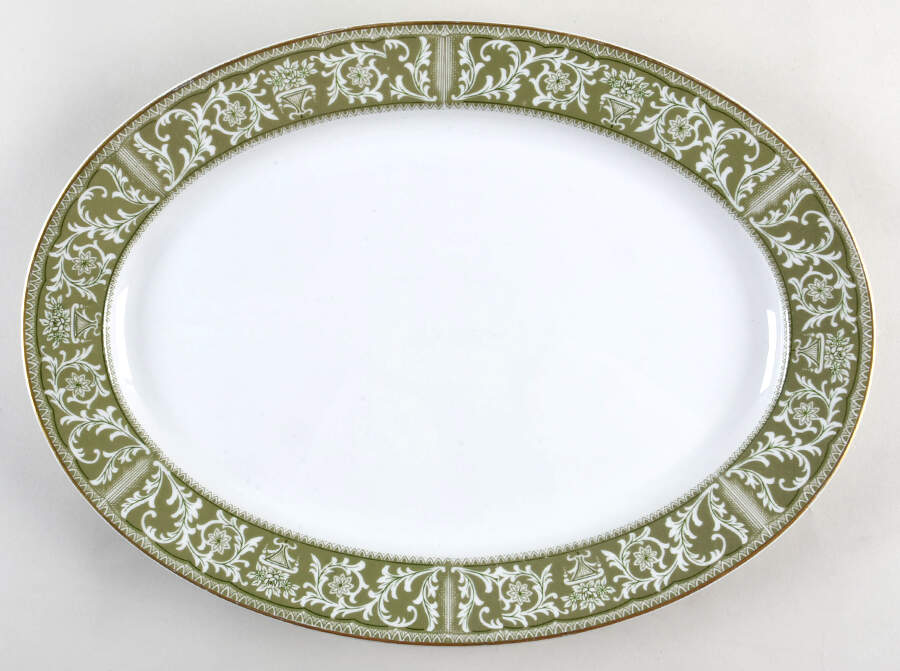 Bounty Green 16" Oval Serving Platter by Sone-1