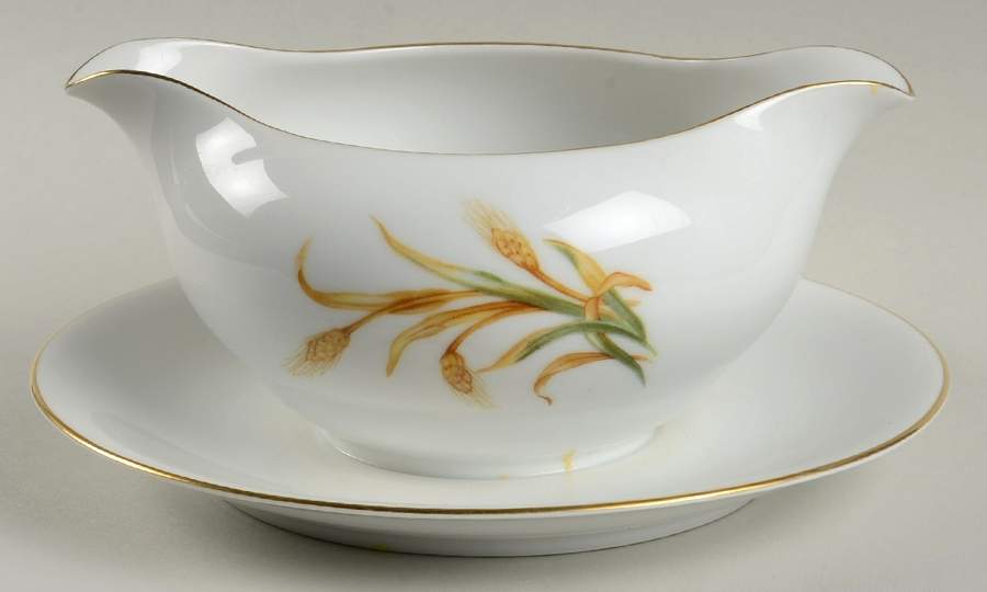 Golden Wheat Gravy Boat with Attached Underplate by Sone-1