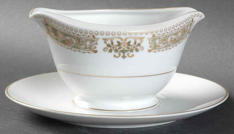 Green Dawn Gravy Boat with Attached Underplate by Sone-1