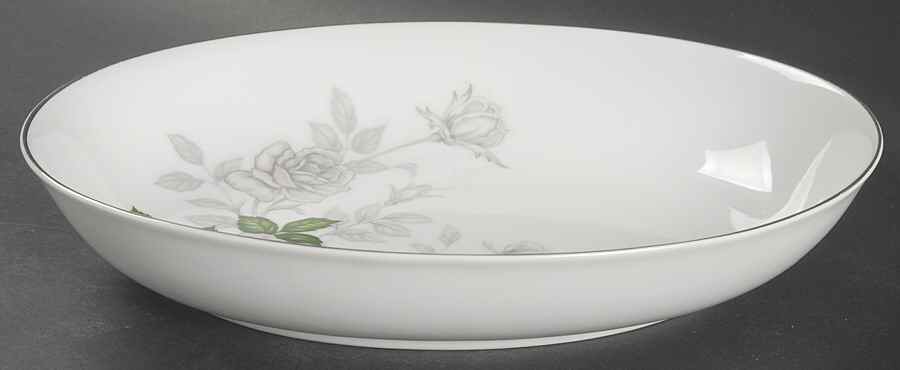 Gray Pearl (Platinum Trim) 10" Oval Vegetable Bowl by Sone-1