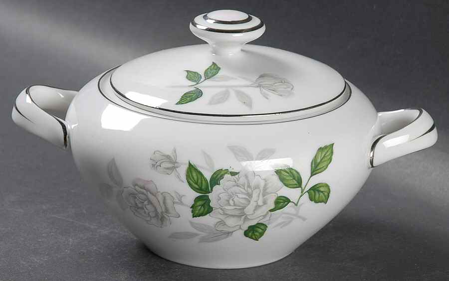 Gray Pearl (Platinum Trim) Sugar Bowl & Lid by Sone-1