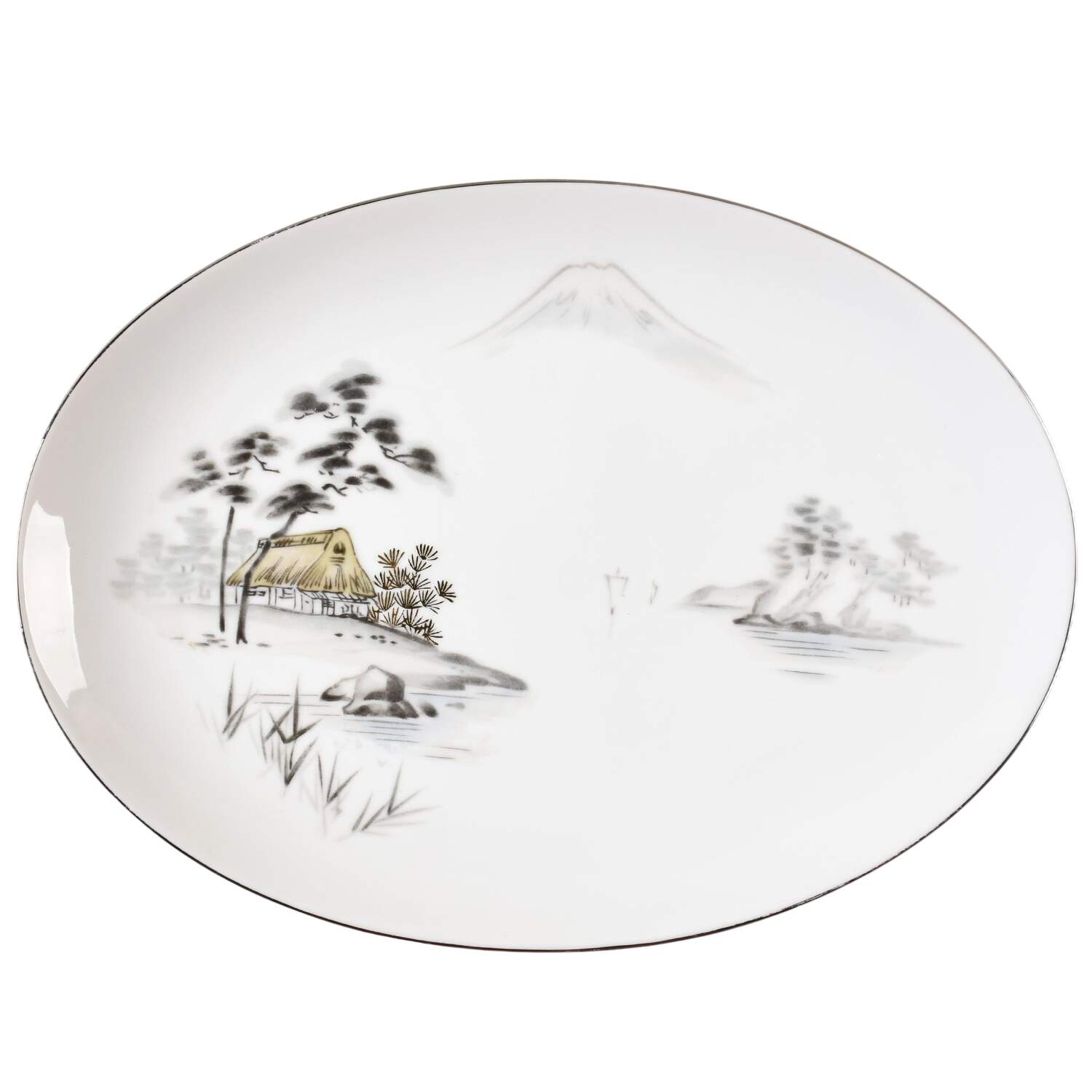 Mt. Fuji Coupe Shape 12" Oval Serving Platter by Sone-1