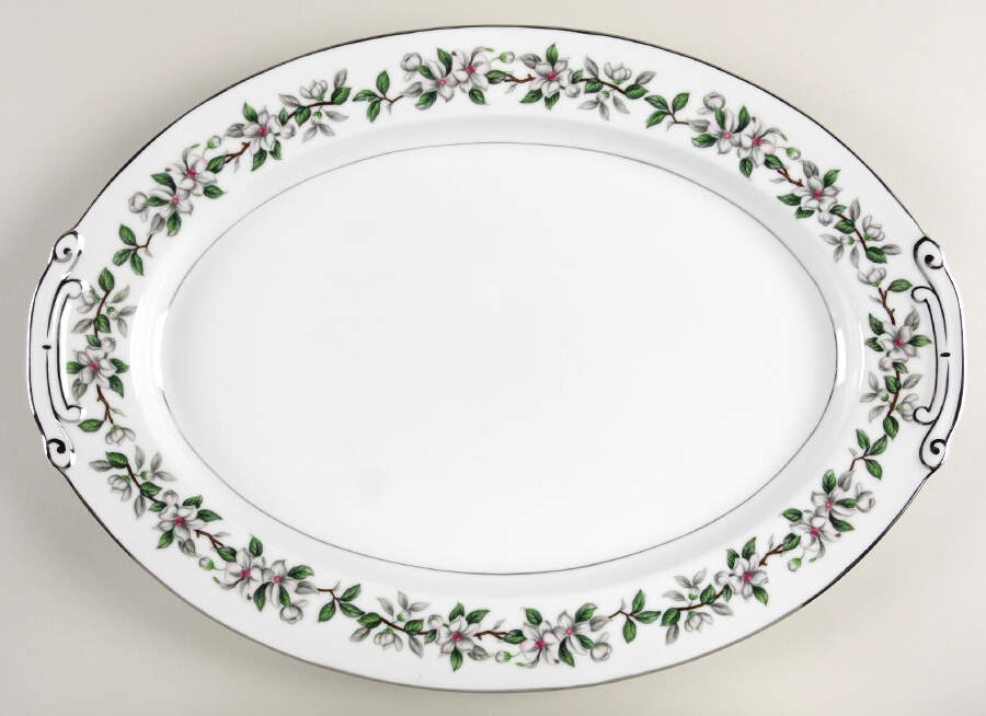 Pamela (Platinum Trim) 16" Oval Serving Platter by Sone-1