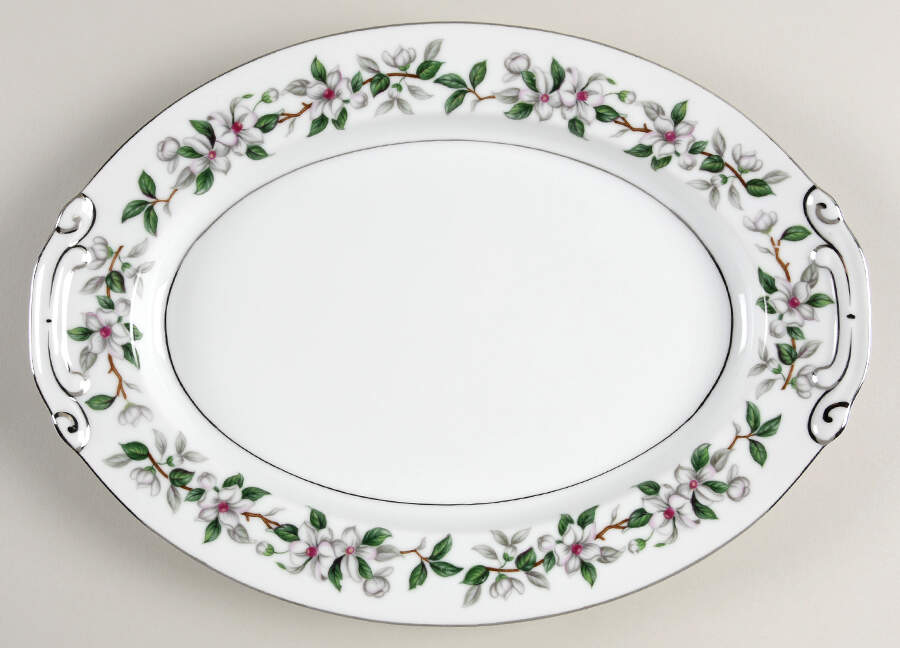 Pamela (Platinum Trim) 12" Oval Serving Platter by Sone-1