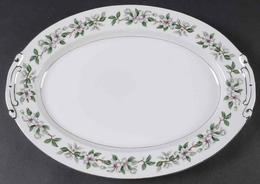 Pamela (Platinum Trim) 14" Oval Serving Platter by Sone-1