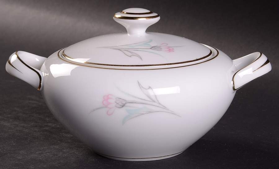 Pink Thistle Sugar Bowl & Lid by Sone-1