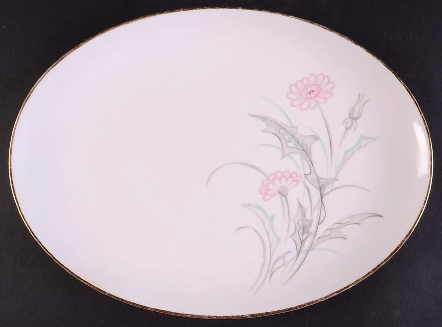 Pink Thistle 12" Oval Serving Platter by Sone-1