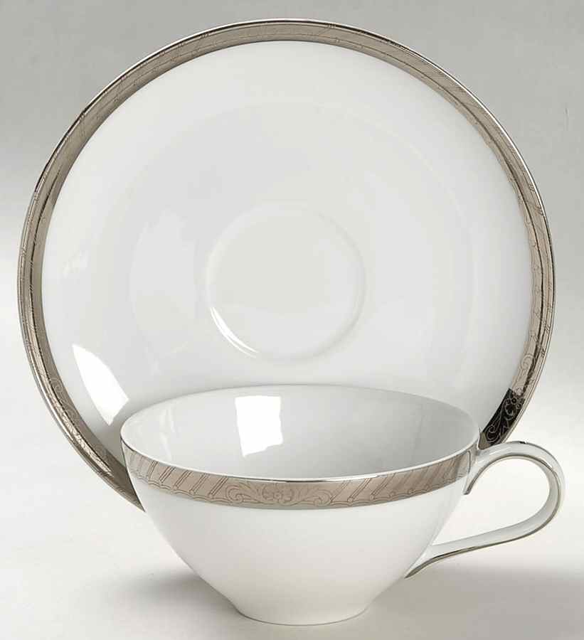 Platinum Flat Cup & Saucer Set by Sone-1