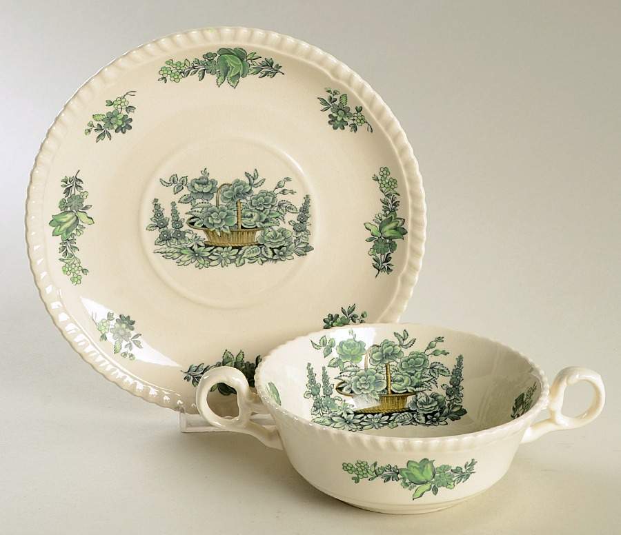 2-7159 Footed Cream Soup Bowl & Saucer Set by Spode-1