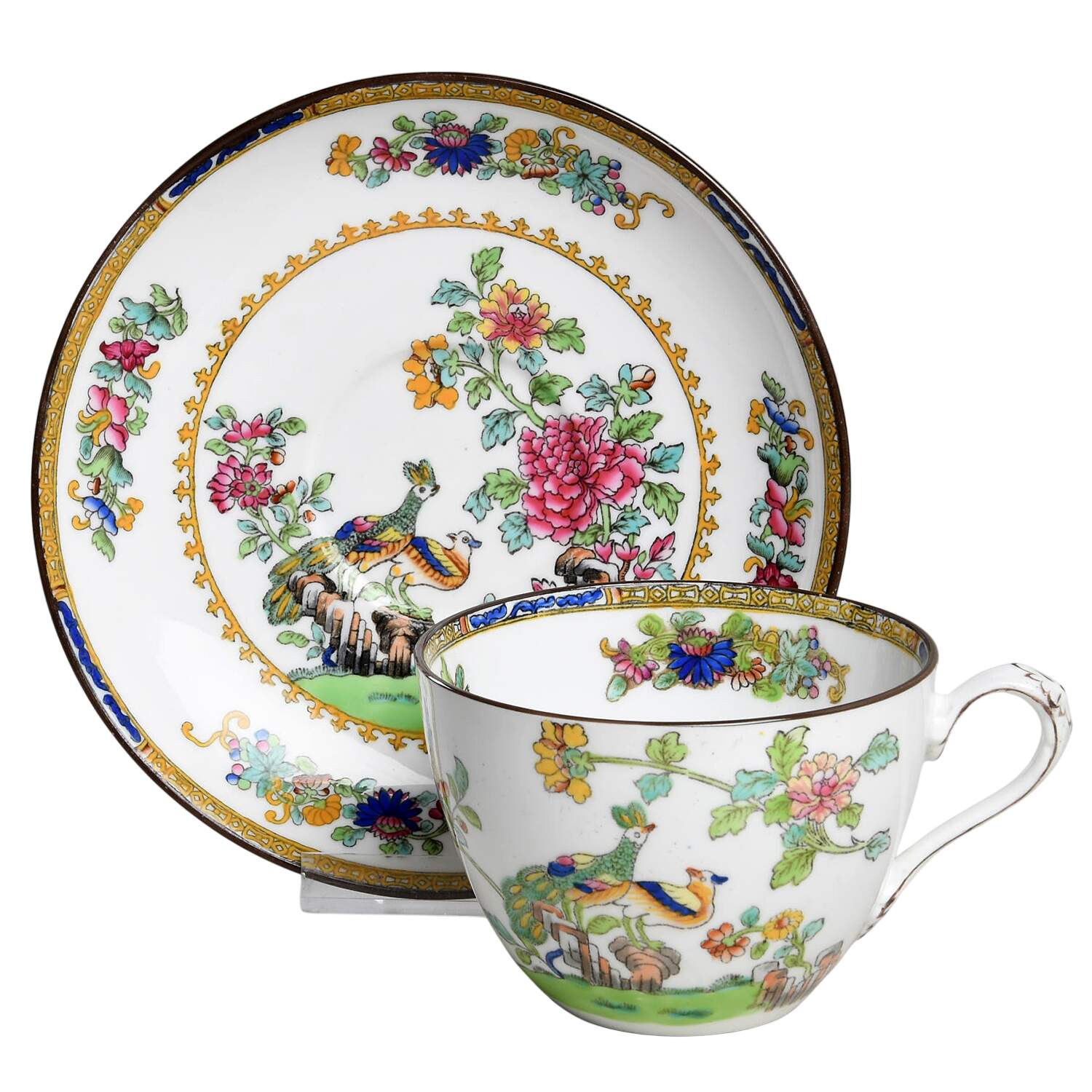 Spode's Peacock (Scalloped) Flat Cup & Saucer Set by Spode-1
