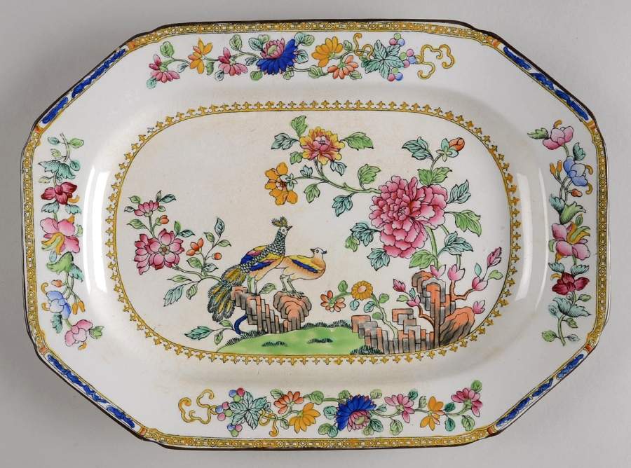 Spode's Peacock (Scalloped) 12" Oval Serving Platter by Spode-1