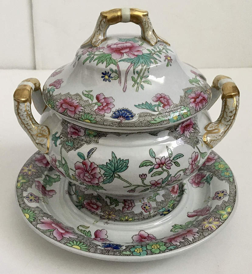 3125 Sauce Boat & Lid with Underplate by Spode-1