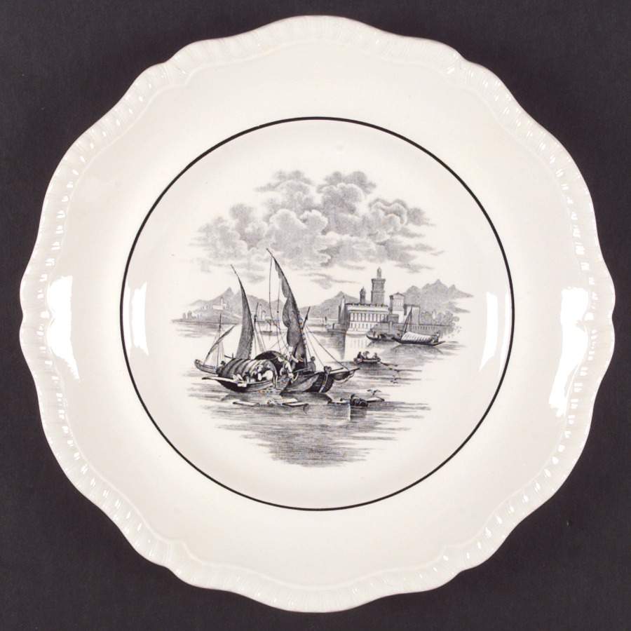 Albion Ships (Black, Verge) Dinner Plate by Spode-1