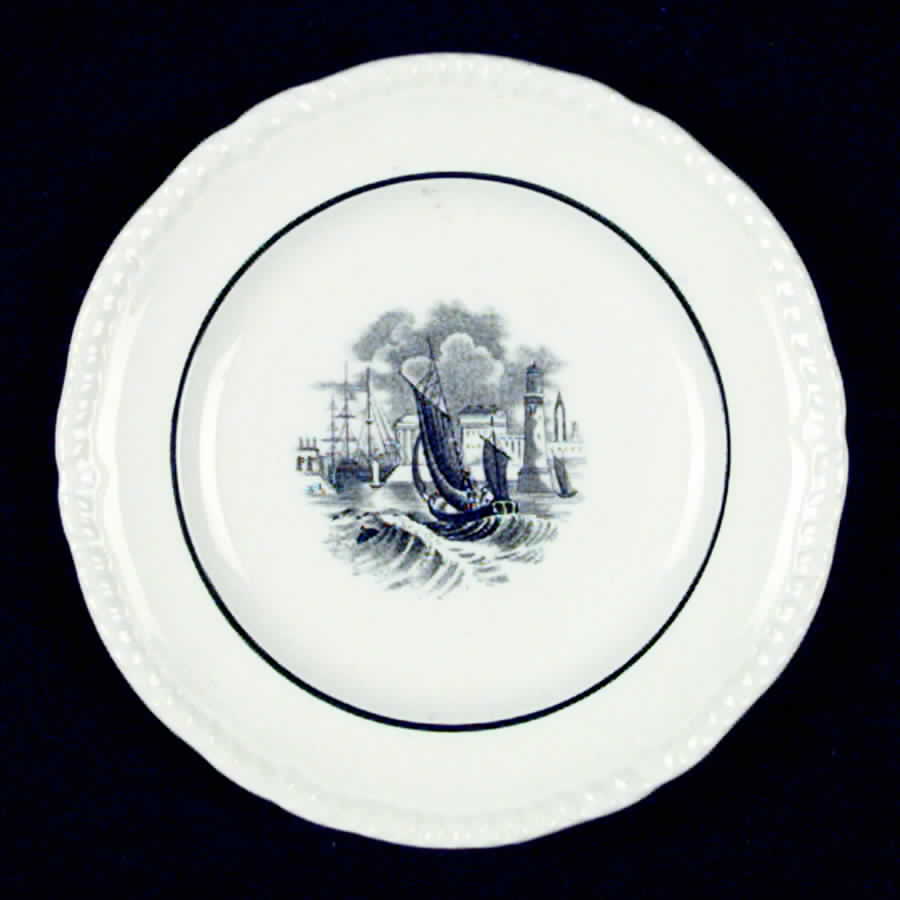 Albion Ships (Black, Verge) Bread & Butter Plate by Spode-1