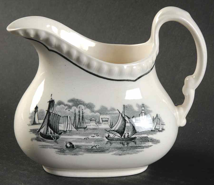 Albion Ships (Black, Verge) Creamer by Spode-1