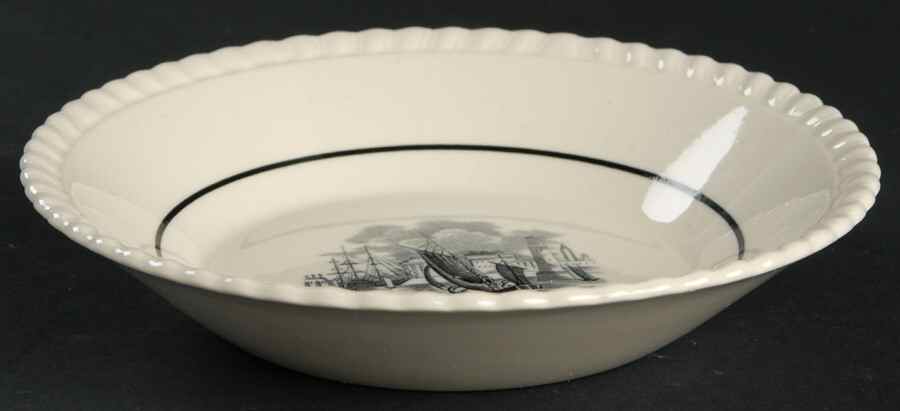 Albion Ships (Black, Verge) Fruit/Dessert (Sauce) Bowl by Spode-1