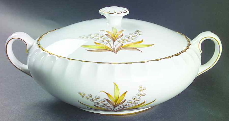Andromeda Brown and Yellow Round Covered Vegetable by Spode-1