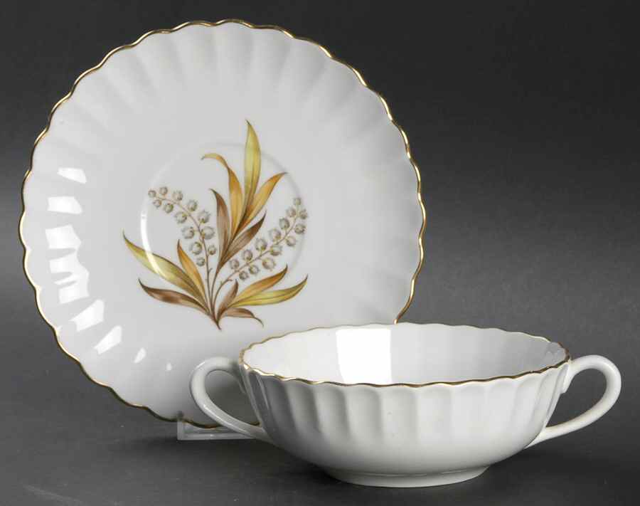 Andromeda Brown and Yellow Flat Cream Soup Bowl & Saucer Set by Spode-1