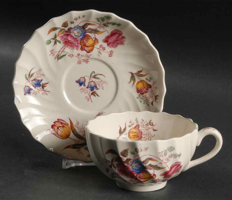 Antoinette Flat Cup & Saucer Set by Spode-1