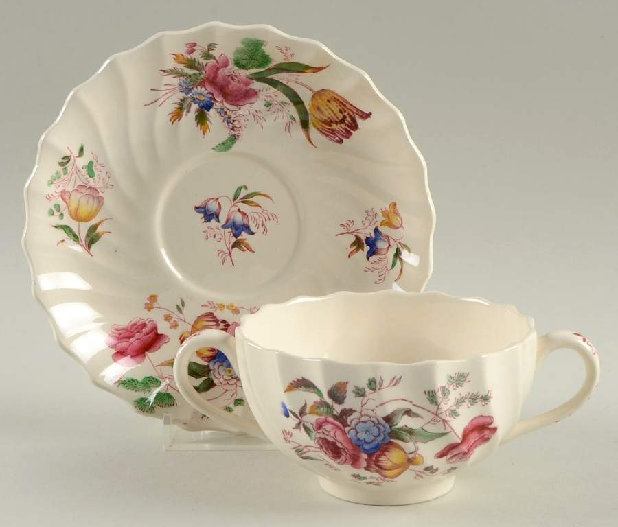 Antoinette Flat Bouillon Cup & Saucer by Spode-1