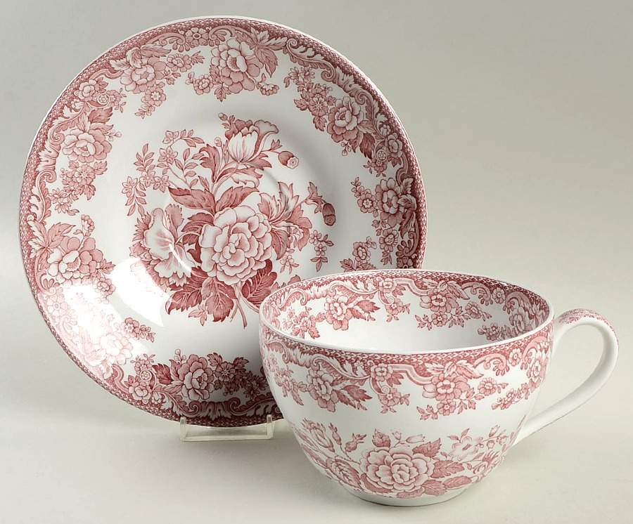 Archive Collection Cranberry Jumbo Cup & Saucer Set by Spode-1