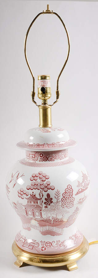 Archive Collection Cranberry Electric Temple Jar Lamp No Shade by Spode-1