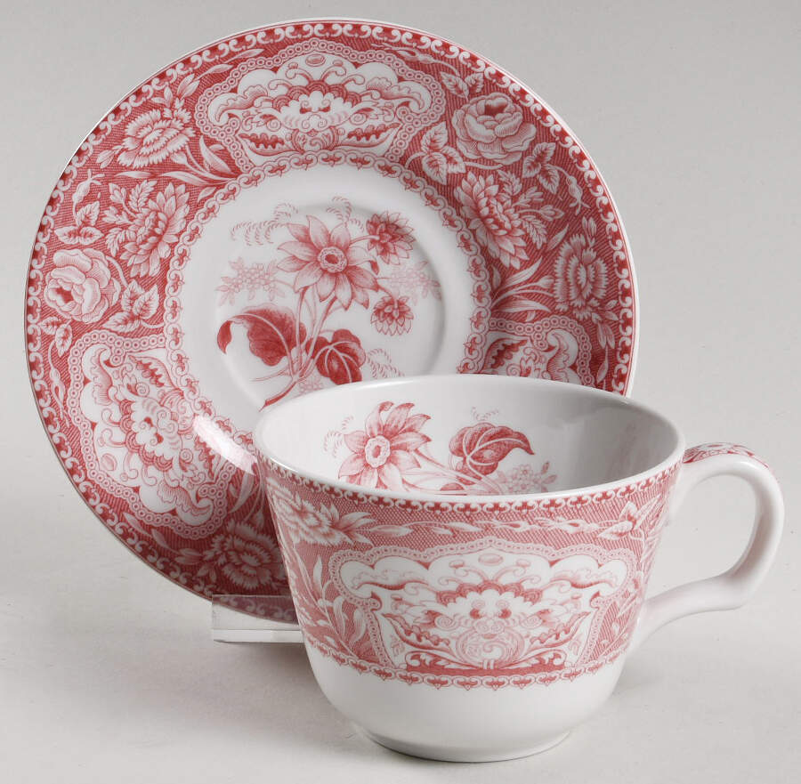 Archive Collection Cranberry Flat Cup & Saucer Set by Spode-1