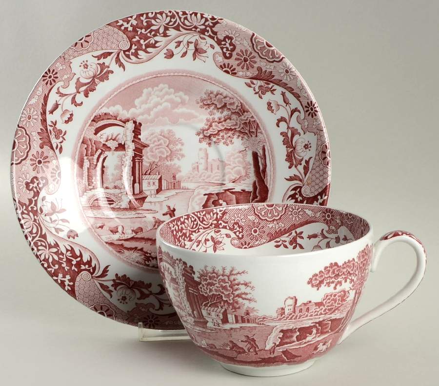 Archive Collection Cranberry Jumbo Cup & Saucer Set by Spode-1