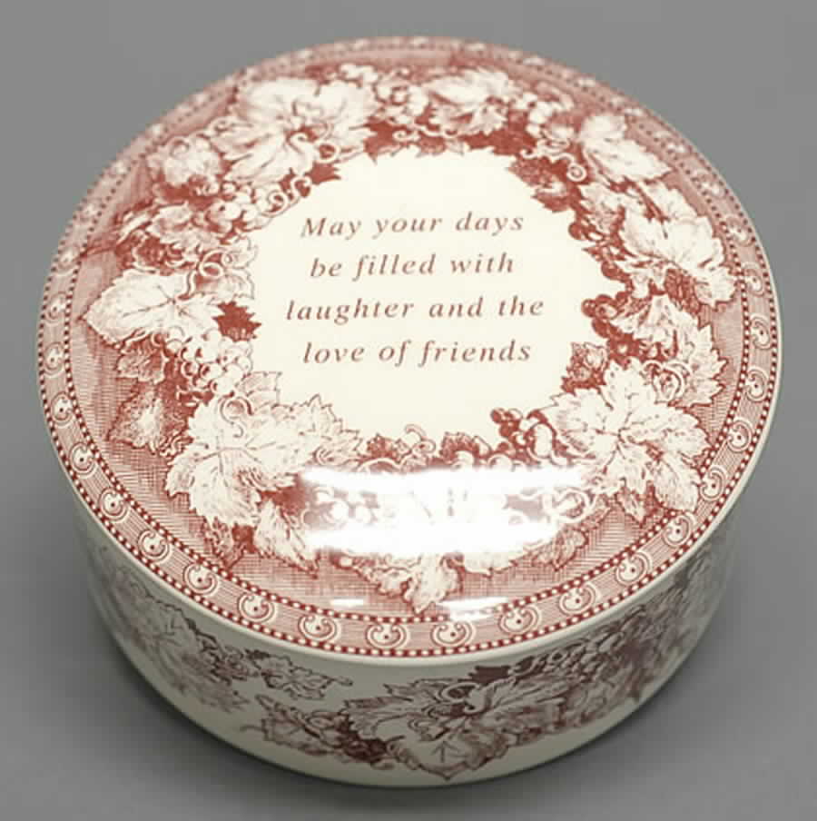 Archive Collection Cranberry 4" Round Box & Lid by Spode-1