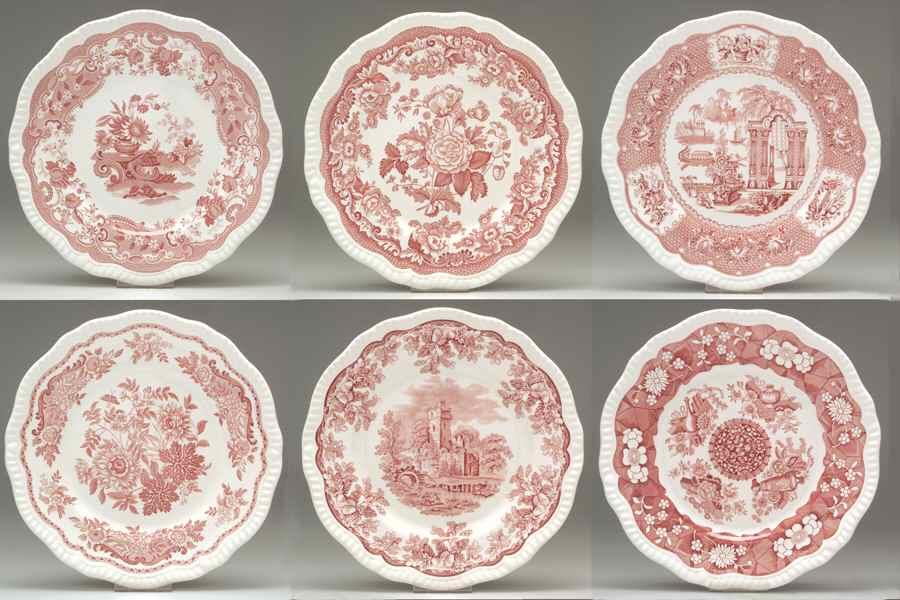 Archive Collection Cranberry (Set of 6) Dinner Plates (Regency,1,4,10,14,18,19 by Spode-1