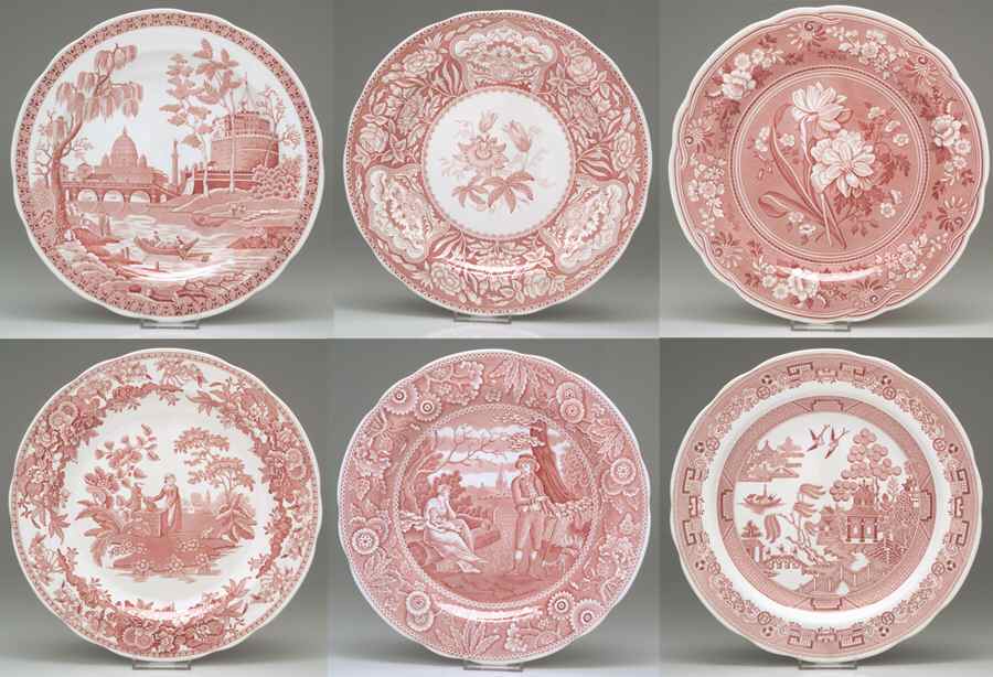 Archive Collection Cranberry (Set of 6) Dinner Plates (Georgian, 23-5, 24-1) by Spode-1