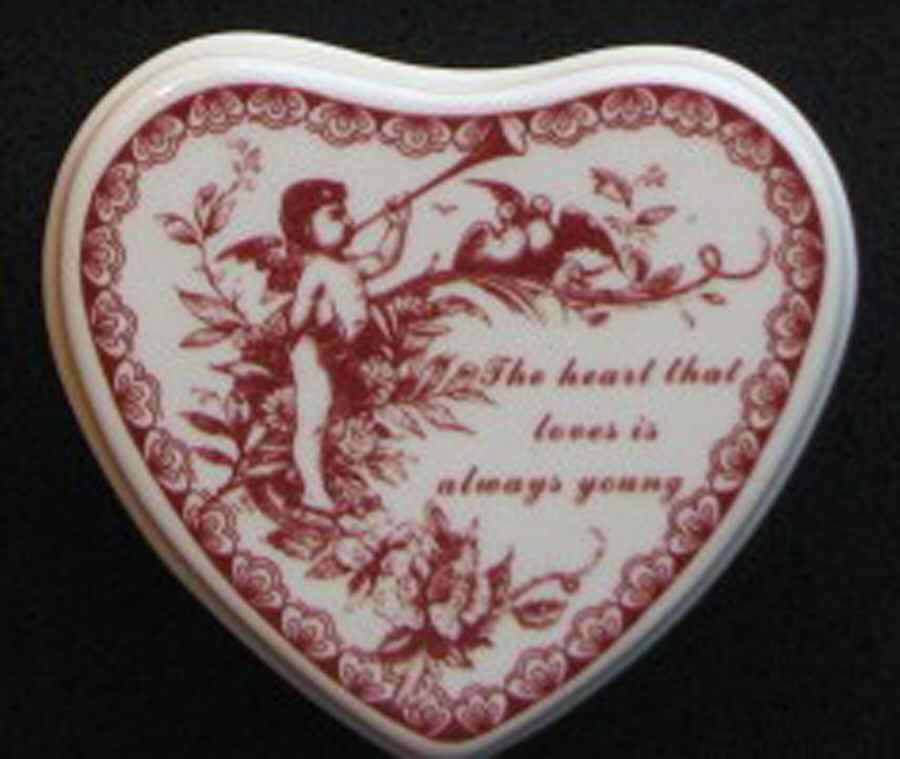 Archive Collection Cranberry Heart Shape Box & Lid by Spode-1